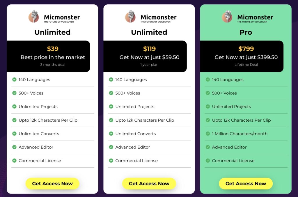 micmonster pricing